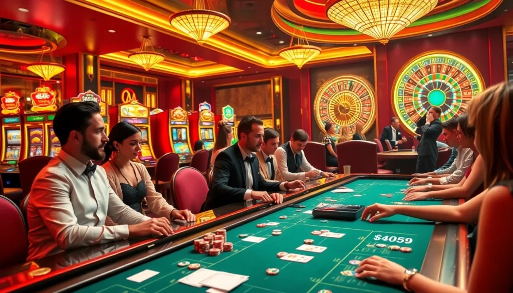 Experience thrilling casino excitement with depo 5k gaming tables, colorful chips, and vibrant slot machines.