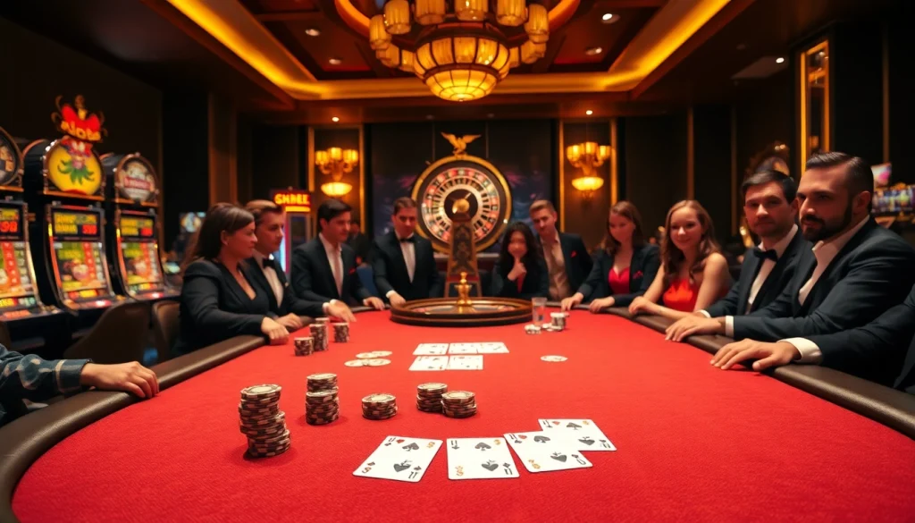 Experience thrill and luxury at SHBET's high-stakes poker table surrounded by engaging games.