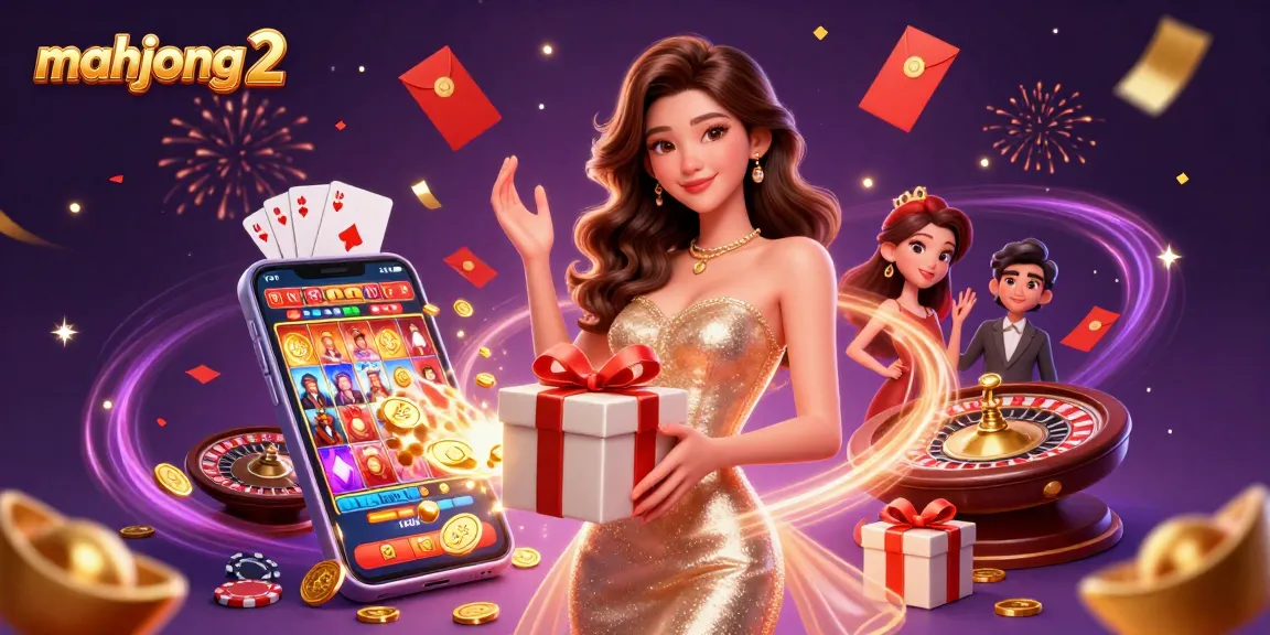 Experience mahjong 2 excitement with a winning Asian-themed festive casino scene.