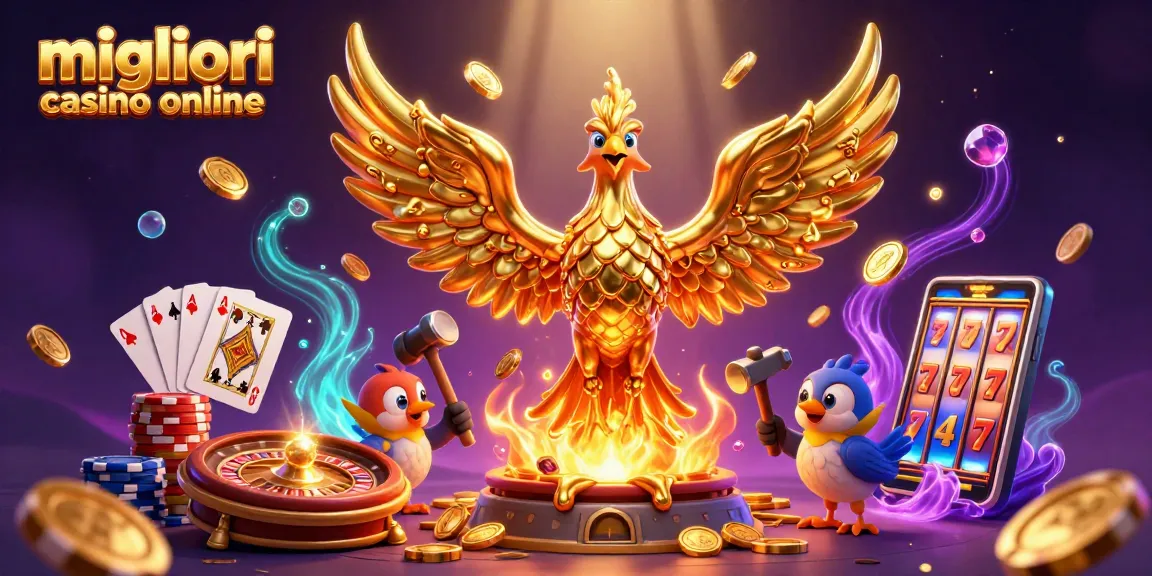 I migliori casino online offrono un'illustrazione di un fenice dorata in un'atmosfera di gioco ricca di emozioni.