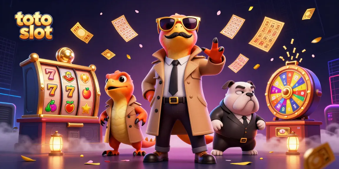 Permainan toto slot dengan grafis menarik dan karakter kartun di dalam kasino.