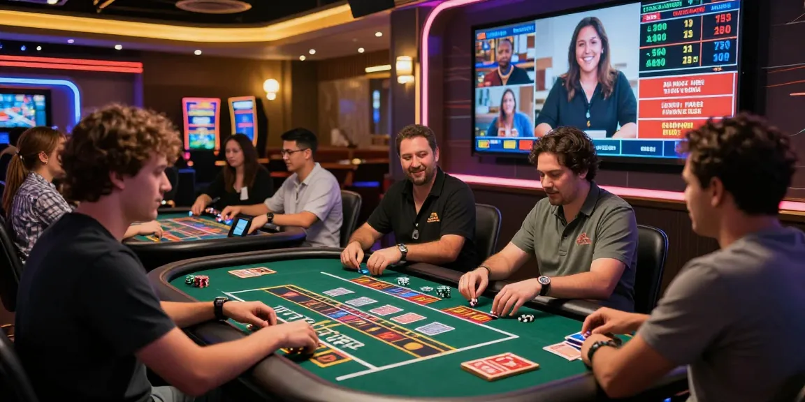 Engaging gambling scene where players 瞭解內容 through immersive online gaming experiences, showcasing a vibrant virtual casino atmosphere.