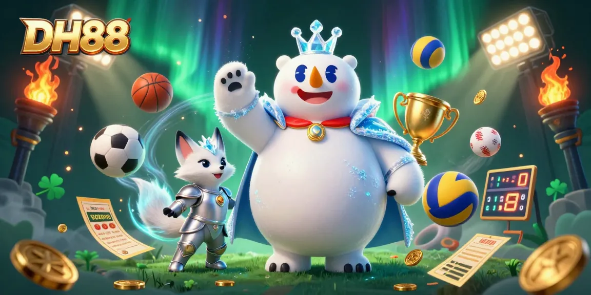 Experience thrilling sports bets at DH88 with a polar bear king and fox in action!