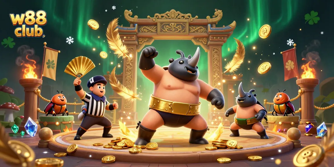 Cá cược sôi nổi tại w88 club với hình ảnh cú giẫm mạnh mẽ của một chú bọ rùa sumo