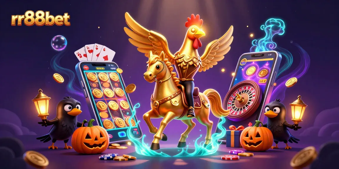Experience rr88bet's exhilarating casino adventure with a golden rooster and treasure-filled excitement!