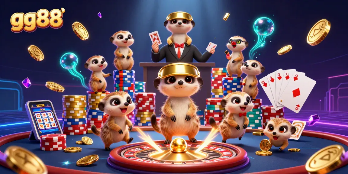 Engage in thrilling gaming action at gg88 with fun meerkats in a fantasy casino.